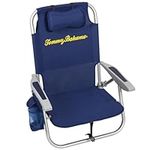 Tommy Bahama 4-Position Backpack Pillow and Cup Holder Beach Chair, 24.75"" D x 24"" W x 31"" H, Blue Logo, SC532TB22-CORPUS-1