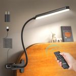 Glocusent 5W Multi-Purpose Clip On Light, 38 LED Eye Caring Reading Bed Lamp, 5 Color & 5 Brightness with a Remote, 30-Min Auto Off Timer, Perfect for Bed Reading/Studying/Working