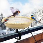 Lovppy Heated Bird Bath for Deck Railing, 100W Thermostatically Controlled Heated Bird Baths for Outdoors Bird Bath Heater, Heated Birdbath for Outside Winter Garden Patio Yard (Khaki)
