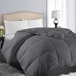 Queen/Full Soft Quilted Down Alternative Comforter All Season Hotel Collection Reversible Duvet Insert with Corner Ties, Warm Fluffy (Dark Grey 88 by 88 Inches)