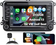 2 Din Car Stereo, 7" Car Radio for VW Golf, Passat, Seat, Touran, Skoda, Head Unit with CarPlay & Android Auto, Bluetooth Hands-free Calling, SWC, Voice Control, EQ, Mirror Link, GPS Navigation, FM