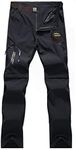 BWBIKE Men's Hiking Trousers Quick Dry Walking Trousers Outdoor Convertible Trousers with Belt for Climbing Camping Deep Grey