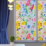 METABOX Vinyl Frosted Window Self Adhesive Privacy Glass Film for Window Glass|Decorative Flower Window Sticker Wallpaper Vinyl Sheet for Glass Door, Bathroom, Home, Window (Sparkling Flowers, 16x192)