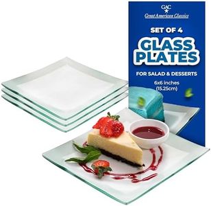GAC Modern Square Glass Plates for Dessert- Elegant Serving Silver Glass Square Cocktail Plates- Durable, Microwave & Dishwasher Friendly, Ideal Present - Small Clear Glass Plates 6 inch- Set of 4
