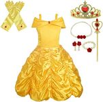 Dressy Daisy Baby Girls Princess Yellow Gold Ball Gown Birthday Party Fancy Dress Up Halloween Costume with Accessories Size 18-24 Months