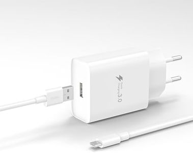 Chargeur Rapide Xiaomi avec 2M Câble pour Xiaomi Redmi Note13/13C/13 Pro/14C/14T/14T Pro/14/12/12 Pro 5G/11s/11/A3/10/10 Pro/9/9 Pro Poco M4/M6/M3, pour Samsung Galaxy 18W USB Prise Charge Rapide USB