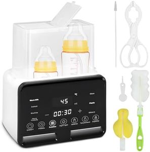 Baby Bottle Warmer, 9-in-1 Double Bottle Sterilizer with LCD Display, Preset Heating & Defrost Bottle Warmer with Night Light, Breastmilk or Formula Warmer with Accurate Temperature Control, BPA-Free