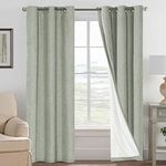 H.VERSAILTEX Primitive Linen Curtains 100% Blackout Curtain Drapes Burlap Fabric Curtains with White Thermal Insulated Liner, Grommet Top Curtains Living Room/Bedroom (2 Panels, 42 x 84 Inch, Sage)