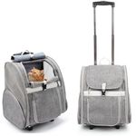 Lollimeow Pet Rolling Carrier, Dog Backpack with Wheels,Cats,Puppies Travel Bag with Wheels,Dog Trolley(Grey)