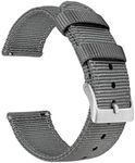 BARTON WATCH BANDS Two-piece NATO® Style Ballistic Nylon Watch Band Straps, Smoke Grey, 22mm