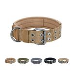 EXCELLENT ELITE SPANKER 1.5" Width Military Dog Collar Adjustable Metal D Ring & Buckle Working Dog Collar for Medium Large Dogs(Coyote Brown-L)