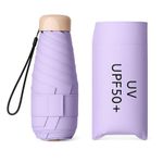 WOOMZY Compact Travel Umbrella, Portable Mini Travel Sun Rain Beach Golf- Elegant Slim Design Small Pocket Umbrella for Rain, UV Protection Lightweight Umbrellas for Girls and Women (Purple)