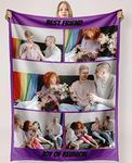 Personalised Blanket Custom with Picture Text Throw Blanket, Customized Photo Gift Birthday, Holiday, for Dad, Mom, Kids, Pet, Friends or Couples (5 Photos)