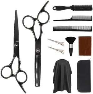 Set de tijeras peluqueria profesional, 11 piezas kit tijeras cortar pelo,tijeras de adelgazamiento con capa de peluquería, adecuado para familias, salones, mujeres, hombres y niños