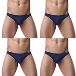 Avidlove Underwear for Men Ice Silk Bikini Micro Briefs Low Rise Underpants 4-Pack(New Navy Blue-4 Pack,New M-1)