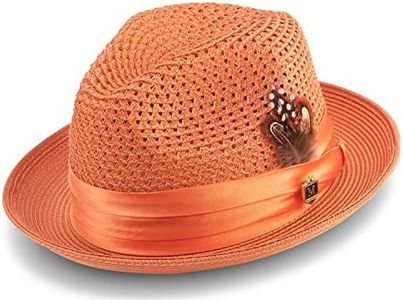 MONTIQUE Men's Braided Pinch Fedora Hat H24 (X-Large, Apricot)