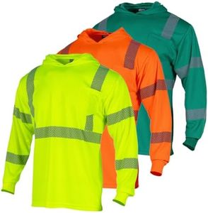 FONIRRA 3PCS Hi Vis Shirts for Men ANSI CLASS 3 Safety Reflective Long Sleeve with Hood High Visibility Construction Work T-Shirt