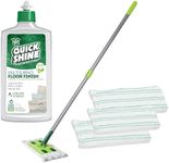 Quick Shine Multi Surface Floor Polish Mop Kit with 3 Reusable Pads & 1 16 oz. Floor Finish Cleaner | Use Wet + Dry | Squirt, Spread, Done | Hardwood, Luxury Vinyl Plank, Laminate