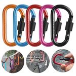 Sunkizzrs® Aluminium Carabiner (Pack of 5) Snap Hook Ring Clip - Hooks Keychain - Hook Keyring - Key Hooks for Keychain with Screw Locking (Multi-Colour)