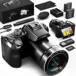 64MP 8K Cameras for Photography with 2.8" Flip Screen & Hot Shoe，Black