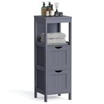 VASAGLE Bathroom Floor Cabinet, Bathroom Storage Organizer Rack Stand, Multifunctional Corner Unit, 2 Drawers, 35 Inches in Height, Grey UBBC042G01