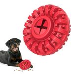 Lewondr Dog Toys for Aggressive Chewers, Natural Rubber Indestructible Dog Toys Treat Dispenser for Power Chewers, Sturdy Dog Toy for Small/Medium/Large Chewer, Fun to Chew, Chase and Fetch, Red
