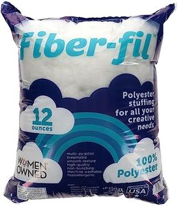 Essentials By Leisure Arts Polyester Fiber-Fil, Premium Fiber-Fil Stuffing, 12Oz Bag, High Resilience Polyfill for Filling Stuffed Animals, Crafts, Pillow Stuffing, Cushion Stuffing
