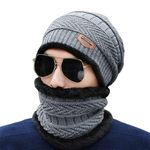 Brand Conquer Wool Beanie Cap & Muffler for Mens & Women – Winter Cap for Men – Men’s Woolen Cap with Neck Muffler – Winter Muffler for Women – Soft Woolen Muffler & Cap for Men & Women (Grey)