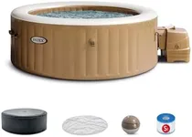 INTEX 28425EP PureSpa Bubble Massage Spa Set: Energy Efficient Spa Cover – Push Button Control Panel – 120 Jets – 4 Person Capacity – 77" x 28"