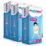 Doobidoo Classic Baby Diaper Pants with High Absorbency, Anti-Leak Side Cuffs, Cottony Bubble Soft, Rash-Free, Extra Large (XL) 12-17 Kg, Pack of 5, 130 Count