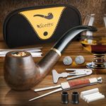 Scotte Tobacco Pipe Handmade Ebony Wood Root Smoking Pipe Gift Box and Accessories