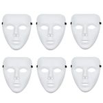 6Pcs Halloween Mask, Cosplay Mask for Halloween Masquerade,Full Face Plastic Plain Costume Party Dance Crew for Hip Hop Dance