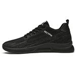 Recyphi Men's Invisible Height Increasing Elevator Shoes Lightweight Sport Shoes Height-Boosting Fashion Sneakers 2.4'' Taller, All-black, 9.5