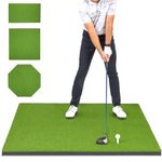 GoSports Golf Hitting Mat - PRO 5 x 4 ft - 15 mm Artificial Turf Training Mat for Indoor/Outdoor Swing Practice, Includes 3 Rubber Tees