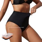 Runmeihe Period Pants for Swimming for Girls Teens Women, High Waisted Black Bikini Period Swimwear, Menstrual Leakproof Underwear, Swim Bottoms (UK, Alpha, S, Regular, Regular, Black)