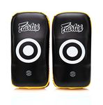 Fairtex Curved MMA Muay Thai Pads for punching, blocking, kicking,punch, hitting |Light weight & shock absorbent boxing mitts | Extra padding for sparring for kickboxing & self defense-Black/Yellow(Thick, Pair)