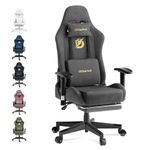 Dowinx Gaming Chair with Massage Lumbar Support, Suede Fabric Ergonomic Computer Chair with Footrest for Adults, High Back Reclining Game Chair for Office Gaming, Gray