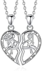 AEONSLOVE Collana Migliori Amiche per 2 Ciondolo Sorella in Argento Sterling 925 Gioielli Regalo Compleanno Anniversario per Sorella Amicizia, Catena da 45,7 CM