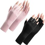 Vikodah Women Fingerless Gloves Summer UV Protection Gloves Cool Ice Silky Gloves Sun Block Driving Gloves Unisex, Pink+black