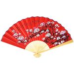 FOMIYES Chinese Wall Folding Fan Hand Painted Folding Traditional Fan Plum Blossom Painting Fan Asian Oriental Wall Decorative Fan