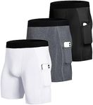 SPVISE Men's Sports Compression Shorts with Pockets Athletic Running Underwear Spandex Shorts Baselayer Tights Shorts Cooling