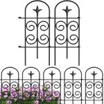 AMAGABELI GARDEN & HOME 8 Panels Decorative Garden Fences and Borders for Dogs 32in(H)×10ft(L) No Dig Metal Fence Panel Garden Edging Border Fence for Animal Barrier Fencing for Flower Bed Yard Patio
