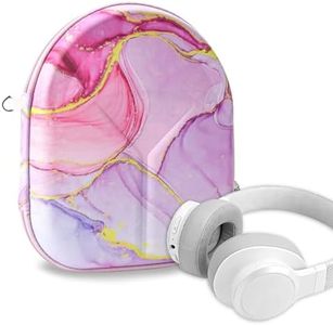 Geekria NOVA Headphones Case for Over-Ear Headphones, Replacement Hard Shell Travel Carrying Bag with Cable Storage Compatible with Soundcore, JBL, Bang&Olufsen, Sony Headsets (Pink Marble)