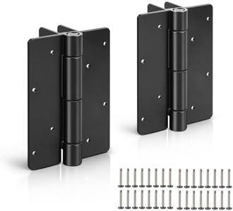 Upgrated 5 3/4" Aluminum Self Closing Gate Hinges, Fence Safety Gate Hinges for Metal | Vinyl | Iron | Wood Gates, Self Closing Force Adjustable Spring Loaded Hinges -1Pair (Black)