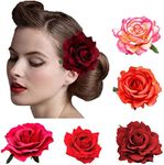 DRESHOW 5 Pcs Rose Hair Clip Flower