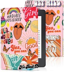 Uppuppy for Kindle Paperwhite 11th Generation Case 6.8 Inch 2021 / Paperwhite Signature Edition Cute Women Girls Teens Kids Unique Quotes Folio Fabric Paper White Cover with Auto Sleep/Wake E-Reader