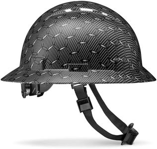 Acerpal Full Brim Vented Black Honeycomb Carbon Fiber Design Matte Finish OSHA Hard Hat with 6-Point Suspension