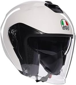 AGV - IRIDES E2206, Casque Moto Jet, Open Face Unisex Helmet, Écran Anti-Rayures et Protection UV, Materia White, S