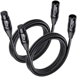 Cable Matters 2-Pack Premium XLR to XLR Cables - 6ft, Male to Female Microphone Cable, Oxygen-Free Copper (OFC) Mic Cord, Black