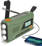 Emergency DAB+ DAB FM Radio - Bluetooth Portable Solar Hand Crank Radio with Rechargeable 4500mAh Battery, Portable DAB Radio with USB Phone Charger, LED Flashlight, SOS Alarm, Headphone Jack (Green)